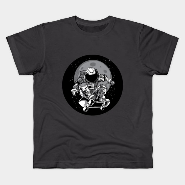 Astronaut skater Kids T-Shirt by Unknownvirtuoso